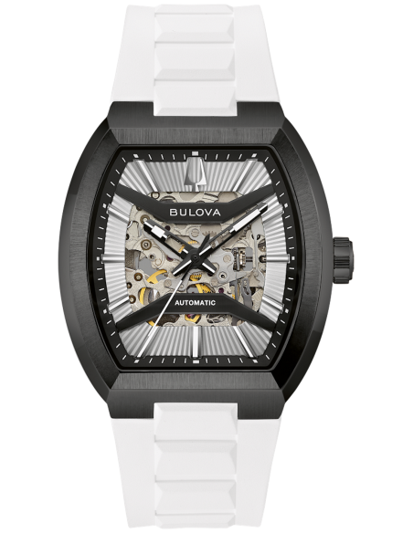 automático hombre Bulova Maquina  Skeleton 98A345 caja Tonneau 40x47mm cristal de zafiro
