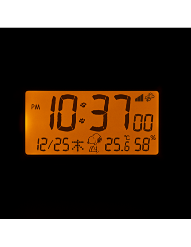 despertador RHYTHM 8RZ235MS01 Snoopy JDM, radio reloj digital, figura estereoscópica, sonido electrónico, alarma