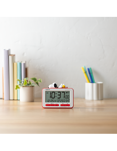 despertador RHYTHM 8RZ235MS01 Snoopy JDM, radio reloj digital, figura estereoscópica, sonido electrónico, alarma