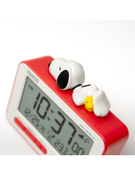 despertador RHYTHM 8RZ235MS01 Snoopy JDM, radio reloj digital, figura estereoscópica, sonido electrónico, alarma