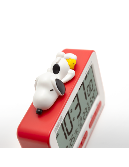 despertador RHYTHM 8RZ235MS01 Snoopy JDM, radio reloj digital, figura estereoscópica, sonido electrónico, alarma
