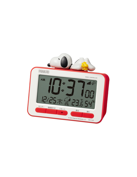 despertador RHYTHM 8RZ235MS01 Snoopy JDM, radio reloj digital, figura estereoscópica, sonido electrónico, alarma