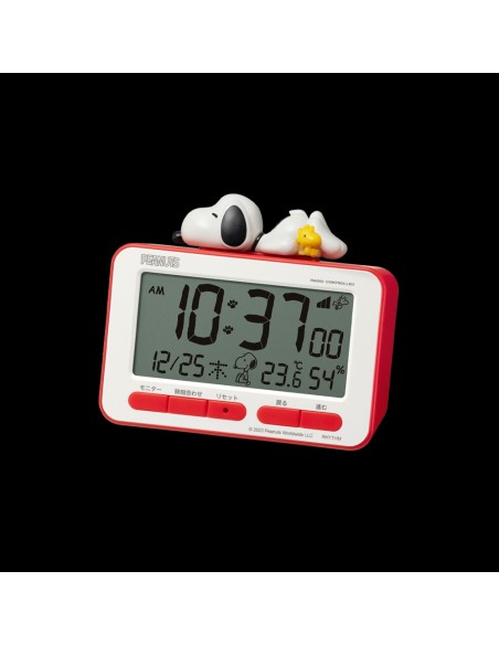 despertador RHYTHM 8RZ235MS01 Snoopy JDM, radio reloj digital, figura estereoscópica, sonido electrónico, alarma