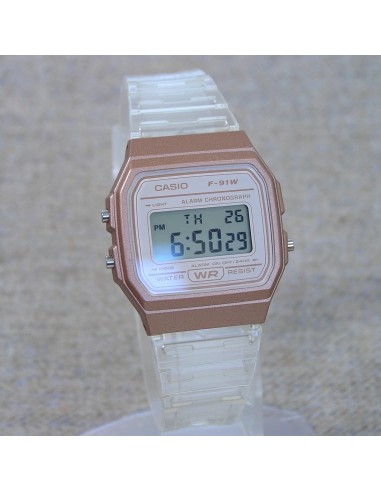 reloj unisex digital clásico Casio Vintage Classic Translúcido F-91WS-7A3 38.2 × 35.2 × 8.5 mm 7 años batería correa de resina