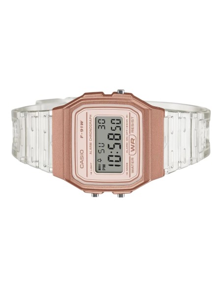 reloj unisex digital clásico Casio Vintage Classic Translúcido F-91WS-7A3 38.2 × 35.2 × 8.5 mm 7 años batería correa de resina
