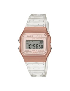 reloj unisex digital clásico Casio Vintage Classic Translúcido F-91WS-7A3 38.2 × 35.2 × 8.5 mm 7 años batería correa de resina