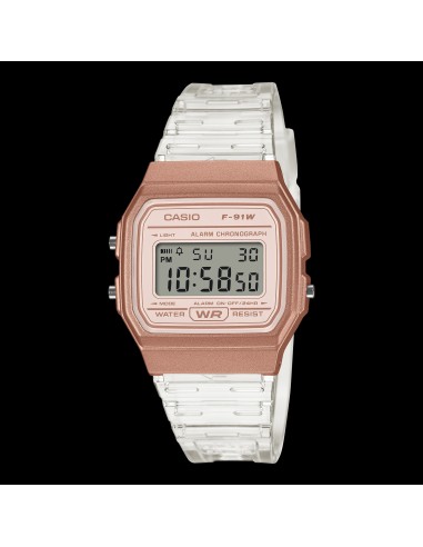 reloj unisex digital clásico Casio Vintage Classic Translúcido F-91WS-7A3 38.2 × 35.2 × 8.5 mm 7 años batería correa de resina