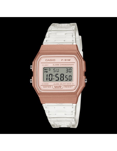 reloj unisex digital clásico Casio Vintage Classic Translúcido F-91WS-7A3 38.2 × 35.2 × 8.5 mm 7 años batería correa de resina