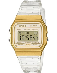 reloj unisex digital clásico Casio Vintage Classic Translúcido F-91WS-7A2 38.2 × 35.2 × 8.5 mm 7 años batería correa de resina