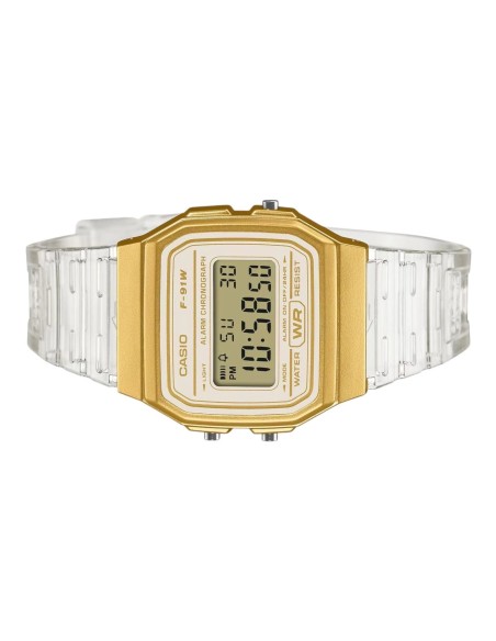 reloj unisex digital clásico Casio Vintage Classic Translúcido F-91WS-7A2 38.2 × 35.2 × 8.5 mm 7 años batería correa de resina