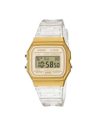 reloj unisex digital clásico Casio Vintage Classic Translúcido F-91WS-7A2 38.2 × 35.2 × 8.5 mm 7 años batería correa de resina