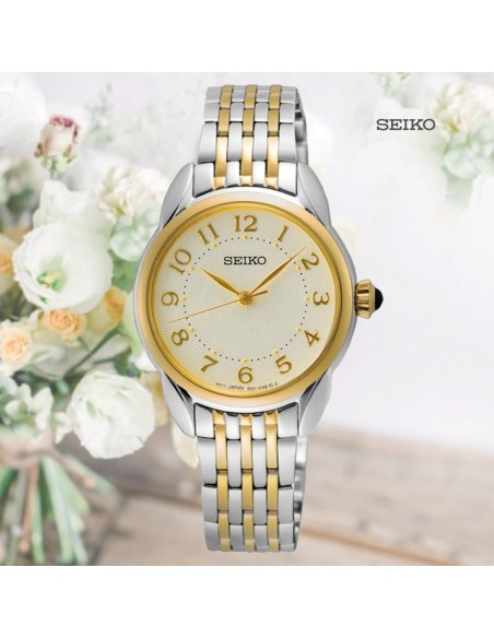 reloj mujer cuarzo clásico Seiko Discover More SUR562P1 28.7mm 50m WR correa de acero 59grs