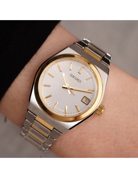 reloj cuarzo mujer Seiko Discover More SUR578P1 34mm cristal de zafiro 100m WR 95grs correa de acero