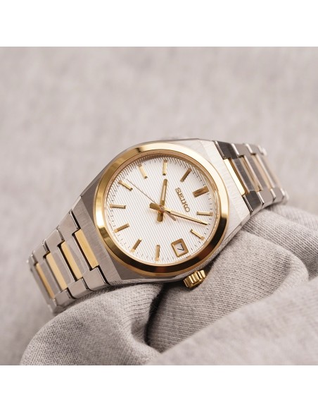 reloj cuarzo mujer Seiko Discover More SUR578P1 34mm cristal de zafiro 100m WR 95grs correa de acero