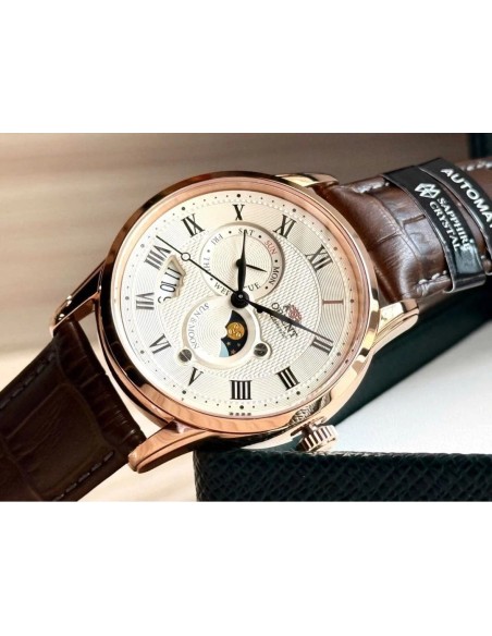 automático hombre Orient Sun & Moon RN-AK0001S JDM 42.5mm 50m WR cristal de zafiro