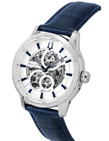 reloj automático hombre Bulova Sutton 96A330 40mm cristal de zafiro abombado anti-reflejos correa de cuero