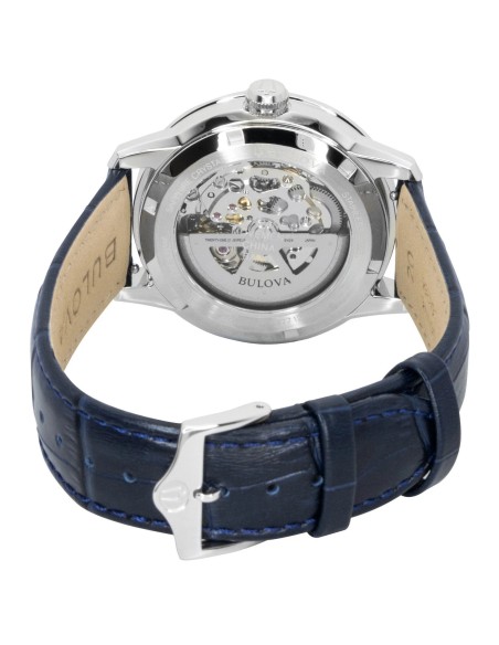 reloj automático hombre Bulova Sutton 96A330 40mm cristal de zafiro abombado anti-reflejos correa de cuero