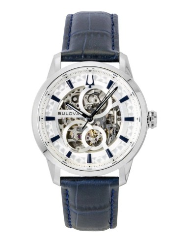 reloj automático hombre Bulova Sutton 96A330 40mm cristal de zafiro abombado anti-reflejos correa de cuero