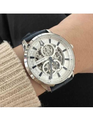 reloj automático hombre Bulova Sutton 96A330 40mm cristal de zafiro abombado anti-reflejos correa de cuero