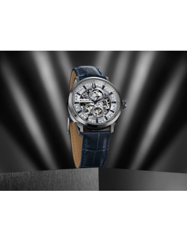 reloj automático hombre Bulova Sutton 96A330 40mm cristal de zafiro abombado anti-reflejos correa de cuero