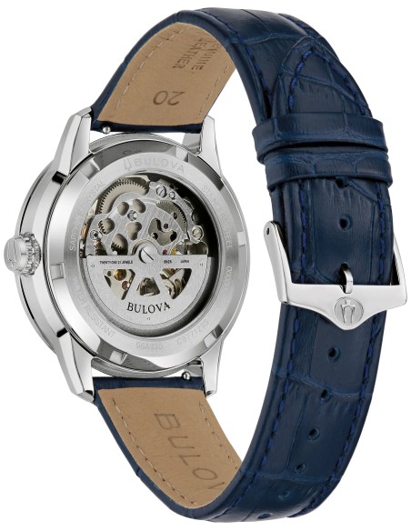 reloj automático hombre Bulova Sutton 96A330 40mm cristal de zafiro abombado anti-reflejos correa de cuero