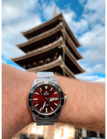 Orient Kamasu RN-AA0003R JDM 41.8mm cristal de zafiro 200m WR English-Kanji