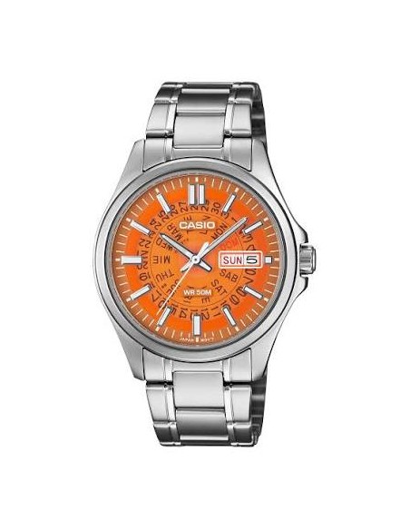Reloj Casio MTP-E740-4a Reloj de Hombre Analógico con Esfera naranja Correa de Acero