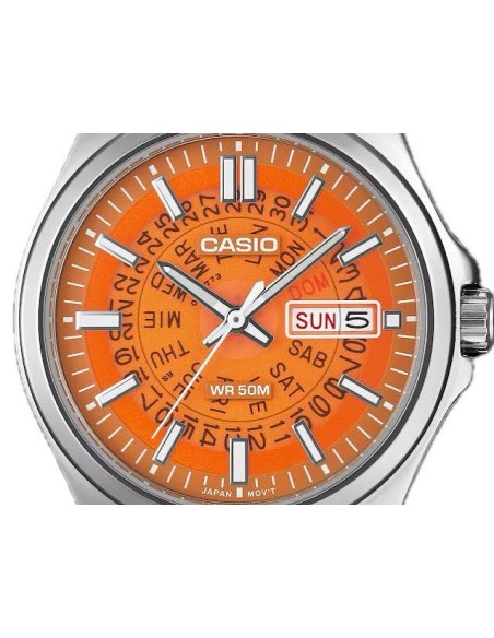 Reloj Casio MTP-E740-4a Reloj de Hombre Analógico con Esfera naranja Correa de Acero