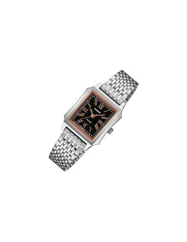 Casio LTP-B190D-1B Reloj de Mujer Analógico con Esfera Negra y Correa de Acero