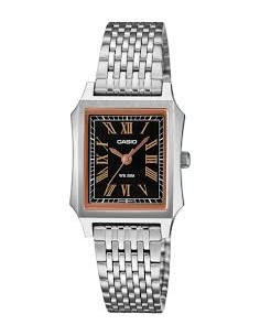 Casio LTP-B190D-1B Reloj de Mujer Analógico con Esfera Negra y Correa de Acero