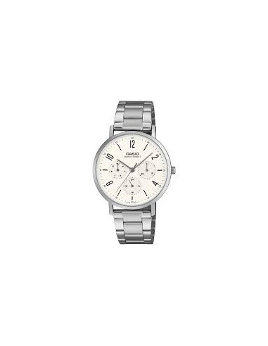 Reloj Casio MTP-VT06D-7B Hombre – Correa de Acero Inoxidable y Fondo Blanco