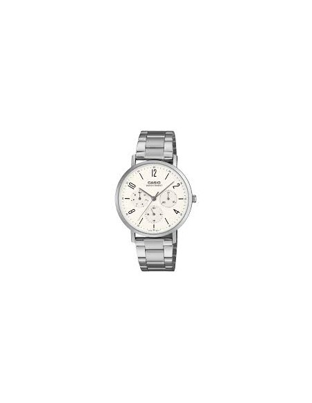 Reloj Casio MTP-VT06D-7B Hombre – Correa de Acero Inoxidable y Fondo Blanco