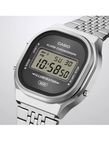 Reloj Casio Vintage A140WE-8A – Esfera gris y Correa de Acero Plateada