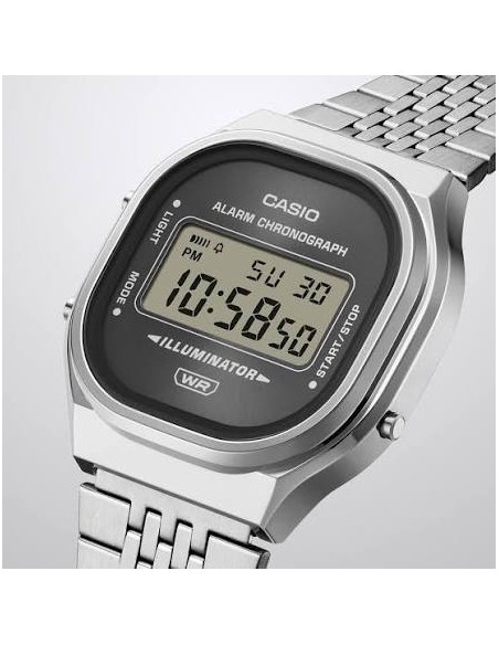 Reloj Casio Vintage A140WE-8A – Esfera gris y Correa de Acero Plateada