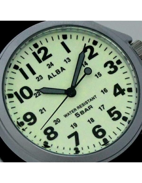 cuarzo unisex militar Alba (by Seiko) AQPK401 JDM 36mm 50m WR correa de tela