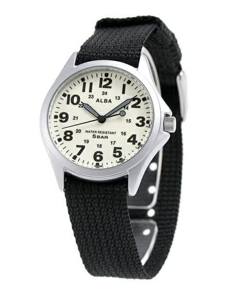 cuarzo unisex militar Alba (by Seiko) AQPK401 JDM 36mm 50m WR correa de tela