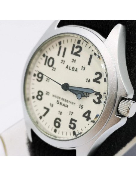 cuarzo unisex militar Alba (by Seiko) AQPK401 JDM 36mm 50m WR correa de tela