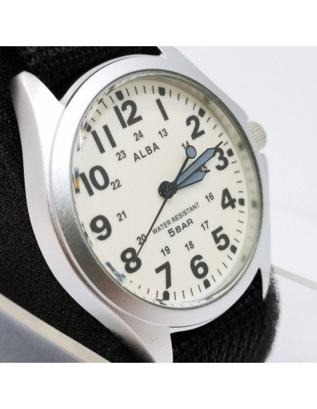 cuarzo unisex militar Alba (by Seiko) AQPK401 JDM 36mm 50m WR correa de tela