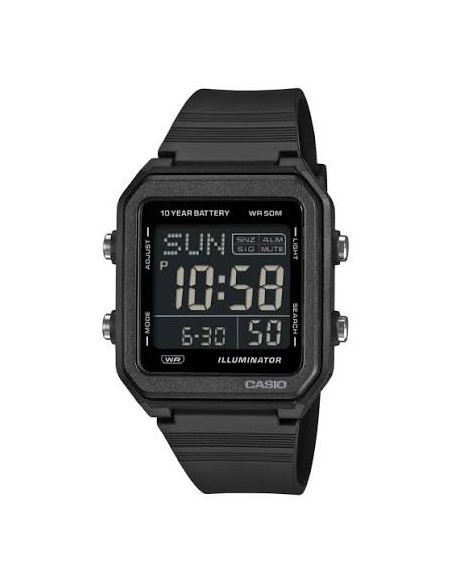 Reloj unisex digital Casio W-221H-1b JDM 38.4mm Hora Mundial batería 10 años 50m WR JDM