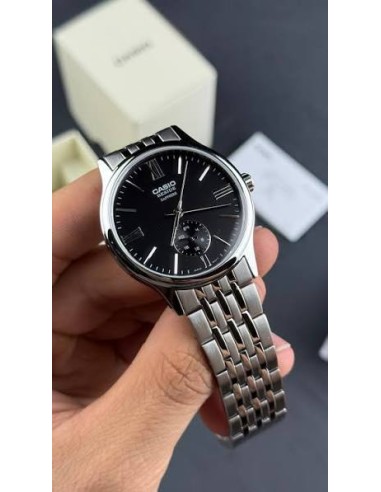 Reloj Casio BMS-100D-1A Hombre – Correa de Acero Inoxidable y Fondo Negro