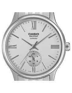 Reloj Casio BMS-100D-7A Hombre – Correa de Acero Inoxidable y Fondo blanco