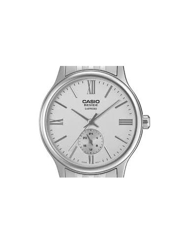 Reloj Casio BMS-100D-7A Hombre – Correa de Acero Inoxidable y Fondo blanco