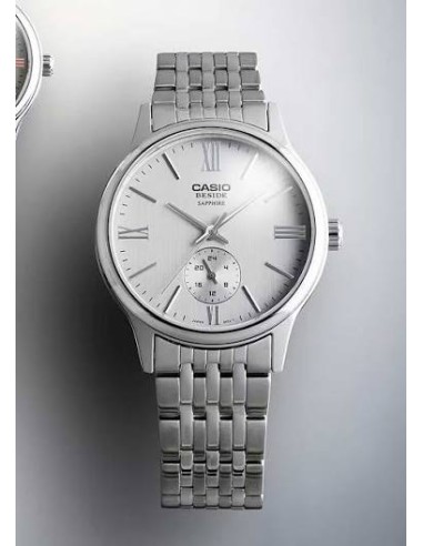 Reloj Casio BMS-100D-7A Hombre – Correa de Acero Inoxidable y Fondo blanco