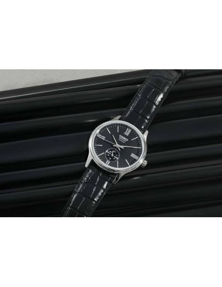 Reloj Casio Para Hombre BMS-100L-1A Analógico Correa de Cuero Negra