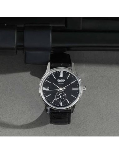 Reloj Casio Para Hombre BMS-100L-1A Analógico Correa de Cuero Negra