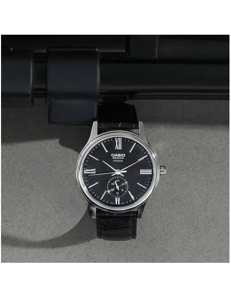 Reloj Casio Para Hombre BMS-100L-1A Analógico Correa de Cuero Negra