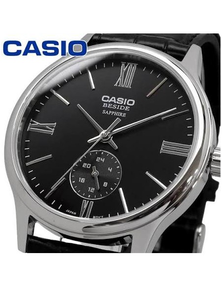 Reloj Casio Para Hombre BMS-100L-1A Analógico Correa de Cuero Negra
