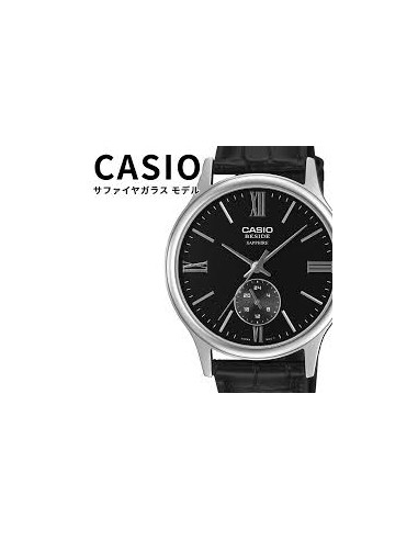 Reloj Casio Para Hombre BMS-100L-1A Analógico Correa de Cuero Negra