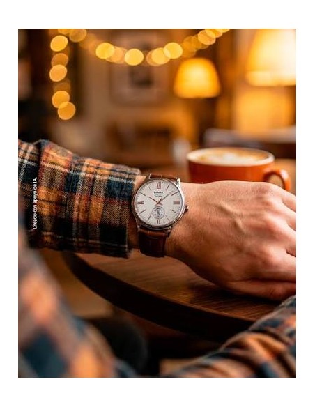 Reloj Casio Para Hombre BMS-100L-5A Analógico Correa de Cuero marron