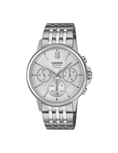 Casio BMS-300D-7A – Reloj Hombre Analógico de Acero Inoxidable Plateado